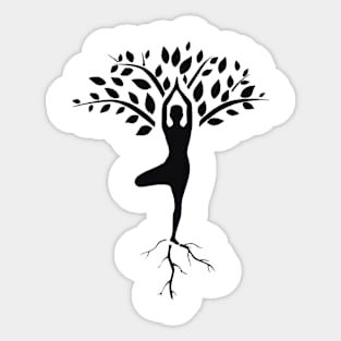 Yoga tree black yoga design Sticker